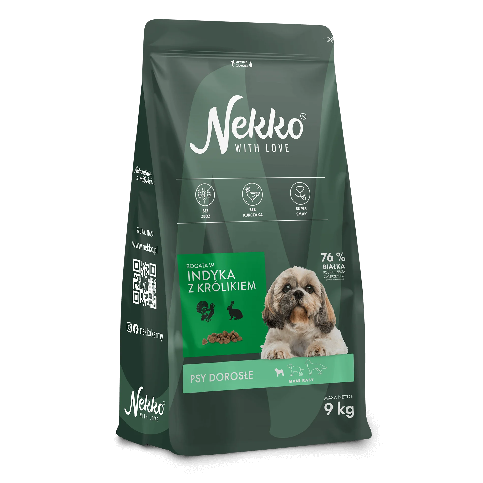 NEKKO karma sucha bezzbożowa psy dorosłe małe rasy bogata w indyka z królikiem