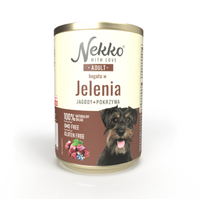 NEKKO puszka pies ADULT bogata w jelenia, jagody + pokrzywa