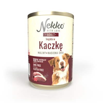 NEKKO puszka pies ADULT bogata w kaczkę, maliny + nasiona chia